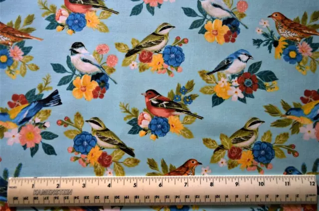 Brother Sister Designs Song Birds Robin Blue Bird  By the 1/2 yard cotton fabric
