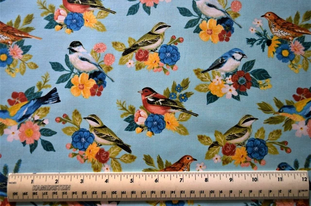 Brother Sister Designs Song Birds Robin Blue Bird  By the 1/2 yard cotton fabric