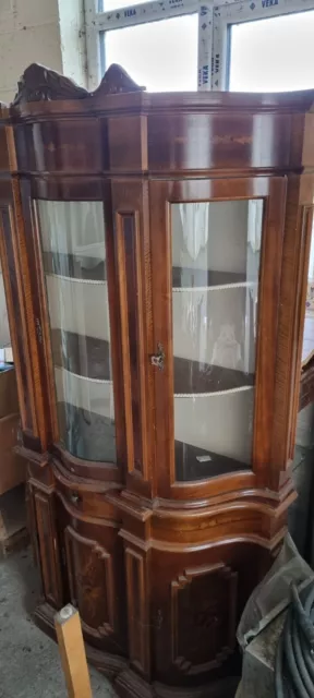 Antique tall mahogany wood bookcase / glass display cabinet dresser - Hants SO41