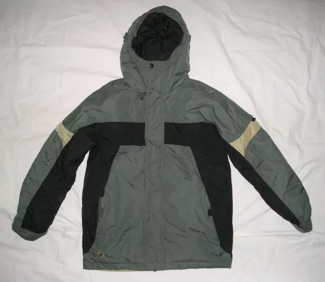 Columbia - Boys DOWN SKI Jacket size 14-16, Gray and Black, Hooded, EUC
