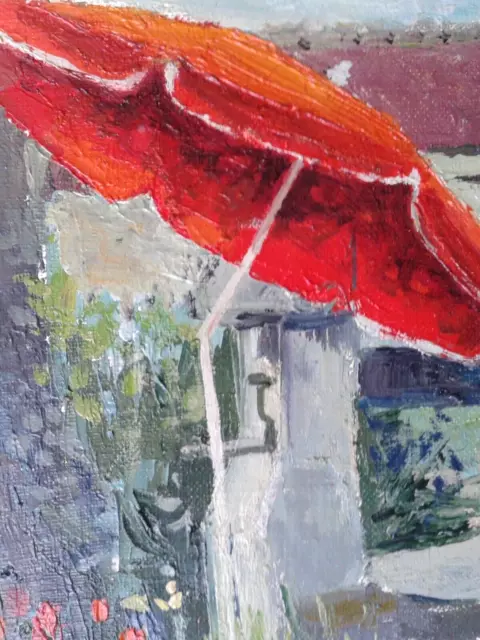 " Le Parasol Rouge " Belle peinture de Denise TRAVERS-POULAIN 3