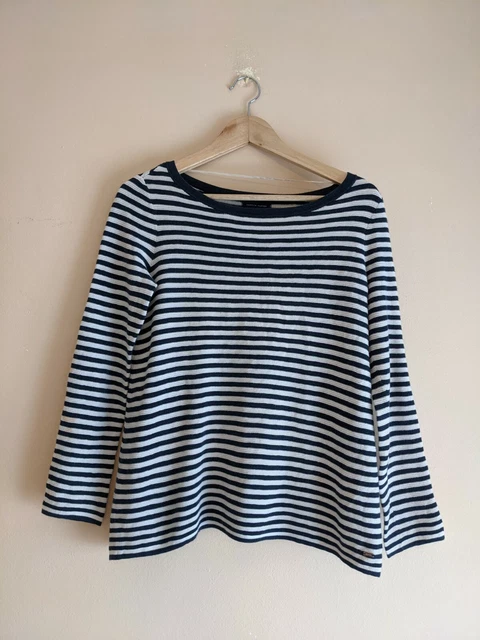 Tommy Hilfiger Navy/White Stripe Round Neck Cotton Jumper - Women's XS