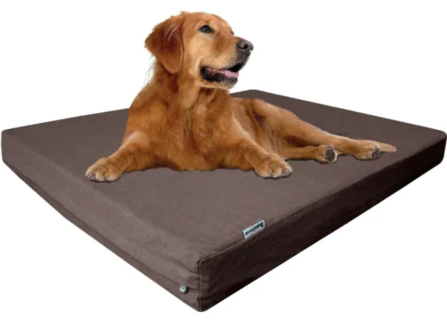 XL Extra Large Brown Denim Pet Dog Bed Orthopedic Waterproof Memory Foam 40x35x4
