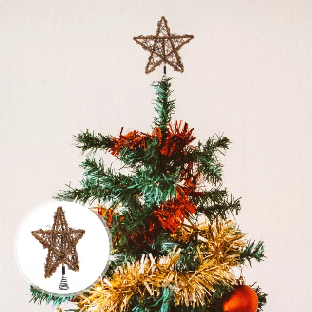 Rattan Christmas Tree Pentagram Vintage Ornaments Star Topper