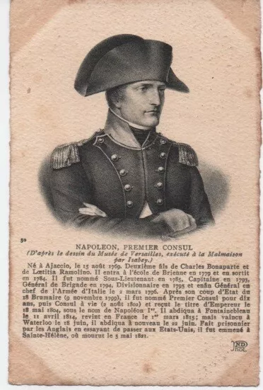 CPA -  NAPOLEON 1er Consul - D'après le dessin fait par Isabey