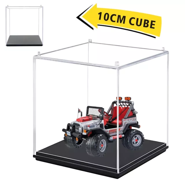 3.9" Acrylic Display Stand Case Box with Black Base Showcase for Figures Toys