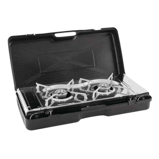 Outwell fornello a gas da campeggio maxi 2 fiamme argento grigio vidaXL