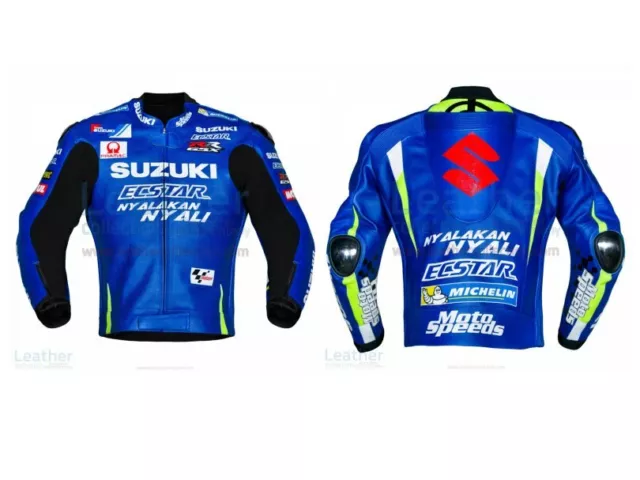 Suzuki ECSTAR Motorcycle Leather Jacket Bikers Motorbike Racing Sports Jackets