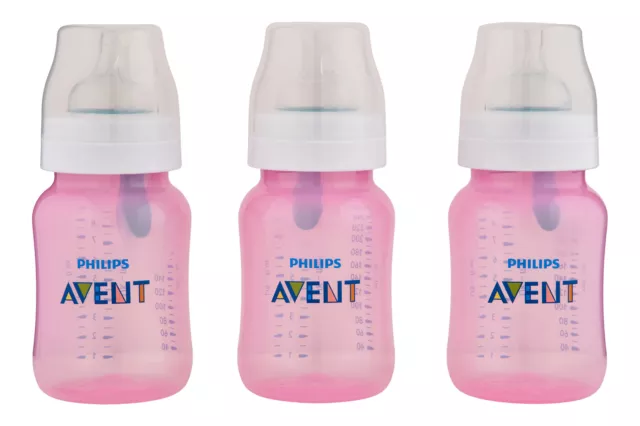 Philips Avent Anti-Colic Bottle With AirFree Vent Pink 9 oz 3 Ct. Baby Bottle