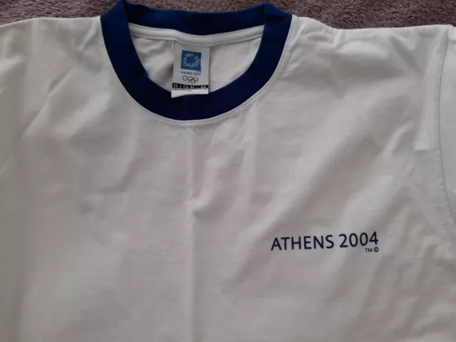 Official Olympic TShirt Greece Athens 2004 White Size Medium (14) NWOT.