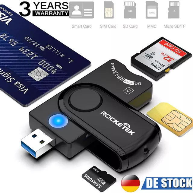 4-in-1 SIM Kartenleser USB Reader SDHC/SDXC/SD/Micro SD Chipkartenlesegerät