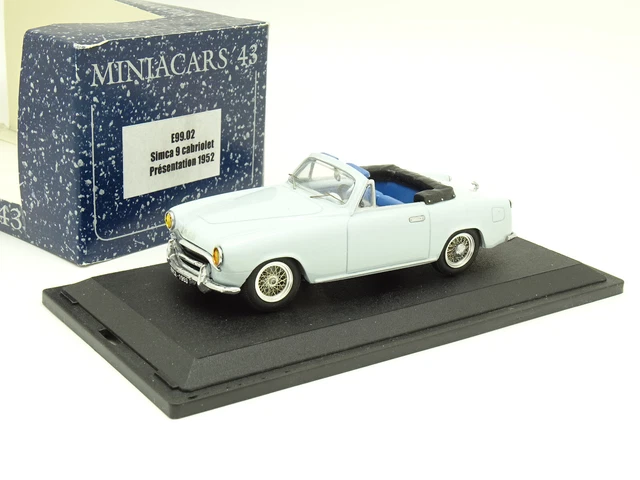 Miniature Miniacars 43 - Simca 9 Coupé Bleu Ciel 1955 - Échelle 1/43 - Occasion Boîte