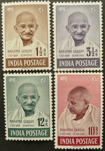 INDIA 1948 GANDHI INDEPENDENCE ANNIVERSARY STAMP SET UPTO 10r - MH