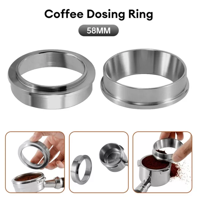 Coffee Dosing Ring Stainless Steel Funnel Espresso Portafilter Powder Tool 58mm