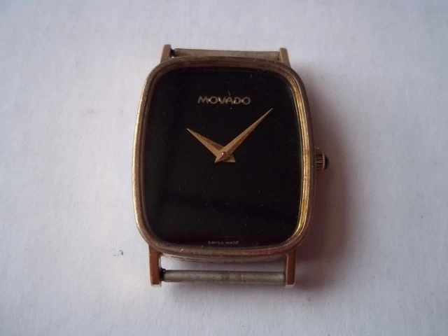 Orologio Movado Zenith Windup da donna. Placcato oro. 20 0560 305. Quadrante nero. Preown.