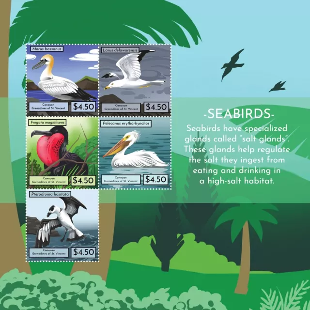 SEABIRDS Birds Stamp Sheet #38A (2021 Canouan Grenadines St Vincent)