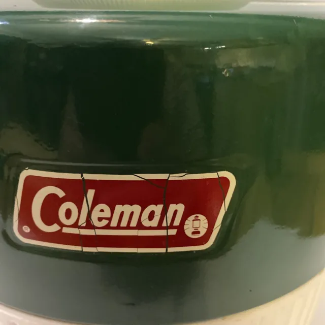 Vintage Coleman 1-Gallon Green & White Water Cooler Jug w/Cup Made in USA