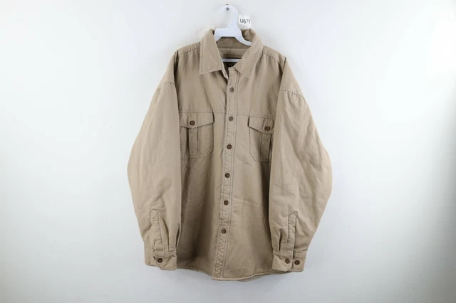 Vintage Levis Mens XL Sherpa Fleece Lined Double Pocket Button Shirt Jacket Tan