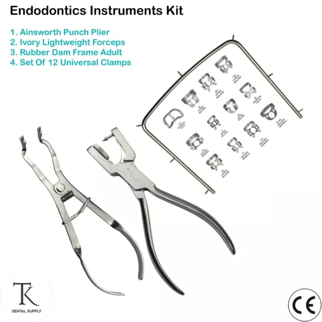 Dentaire Endodontie Pinces Ainsworth Ivory Lightweight Universal Clamps & Frame