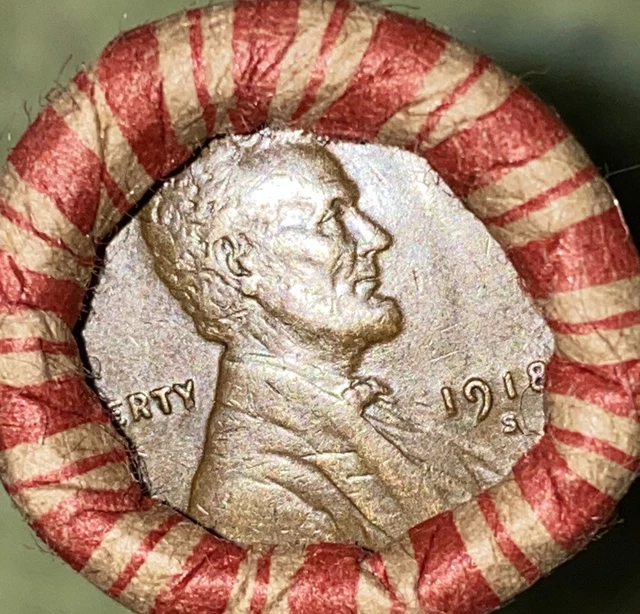 1 US Lincoln Wheat Cent 1C Penny Roll 1918-S/1909 VDB (50 Coins) 40%+ Pre-1940