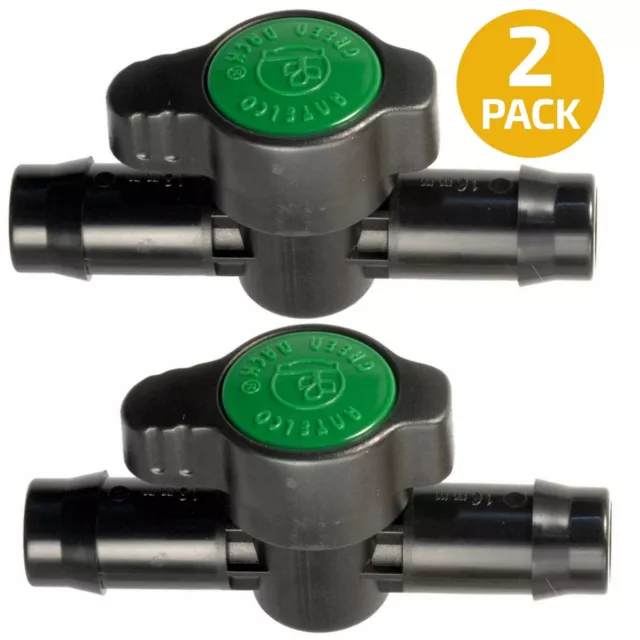 2-Pack In-Line Barbed Ball Valve 16mm for 1/2" and 5/8" Tubing