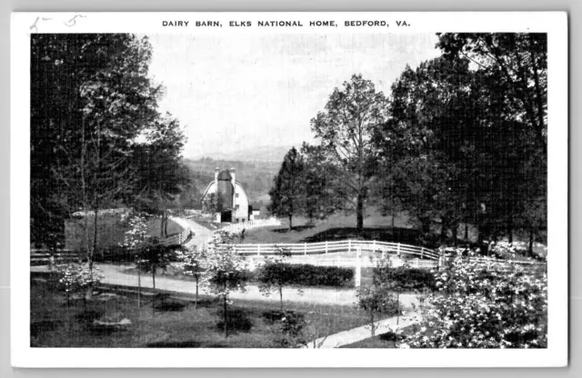 1940s Dairy Barn Elks National Home Bedford VA Vintage Linen Postcard