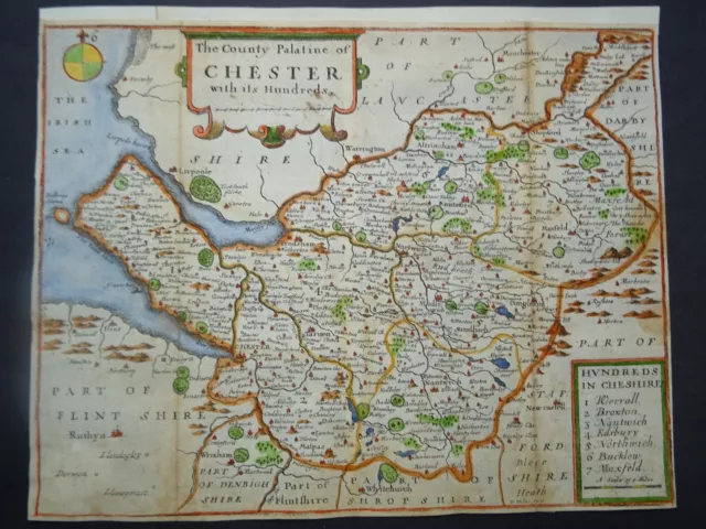Antique map of Cheshire by Richard Blome 1715 2