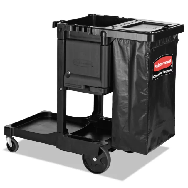 Rubbermaid Executive Janitorial Cleaning Cart Plastic 12.1x22.4x23 Black 1861430