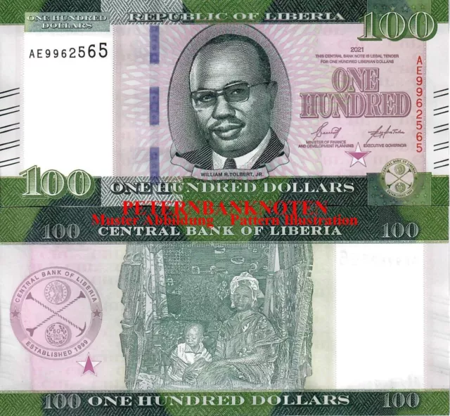 Liberia 100 Dollars 2022 Unc. P. New  6200# Kassenfrisch..