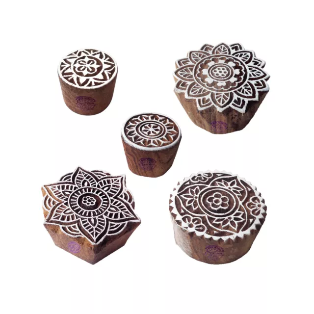 Städtisch Muster Mandala und Runden Hölzern Blöcke Stempel (Set von 5)