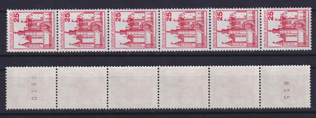 Bund 996 RM 6er Streifen mit gerader/ungerader Nummer Burgen+Schlösser 25 Pf **