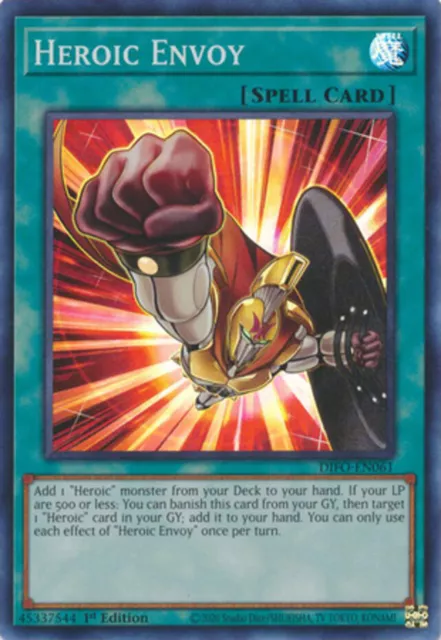 Yugioh! Heroic Envoy - DIFO-EN061 - Super Rare - 1st Edition Near Mint, English