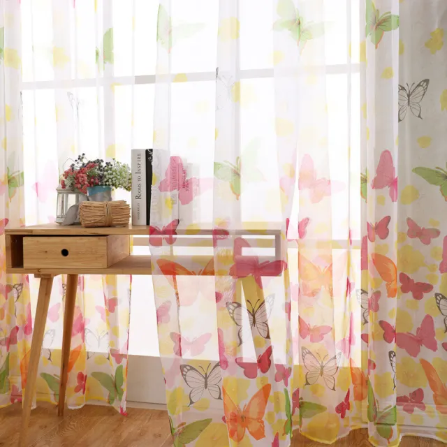 Floral Tulle Window Curtain Panel Drape Voile Sheer Door Valances Home Decor