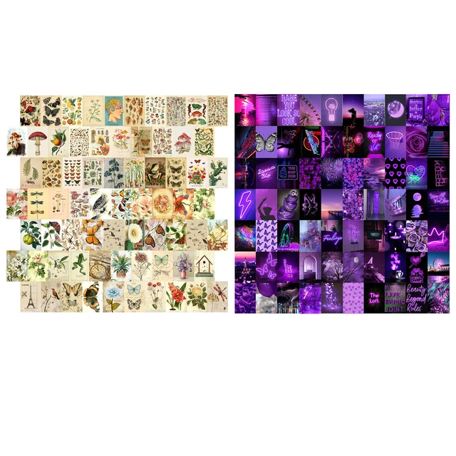 Kit de collage de pared de 70 piezas postales estéticas de dormitorio colecciones de fotos de pared