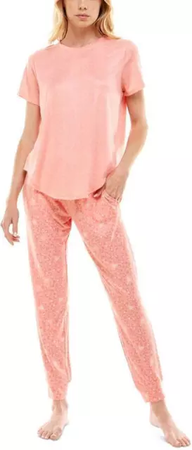 Womens Pajama Set 2 Pc Super Soft Flamingo Pink Large ROUDELAIN $46 - NWT