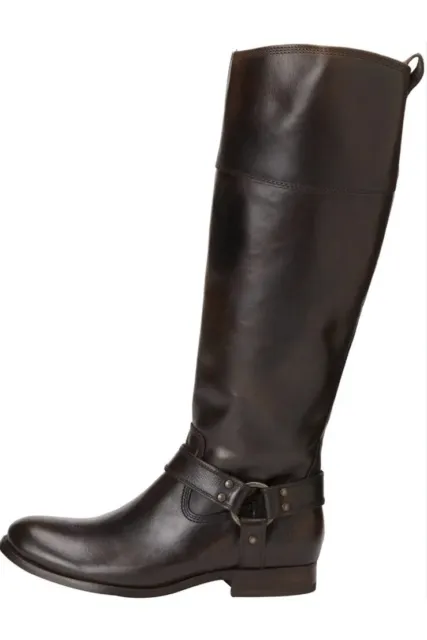 Frye 76929 Melissa Sz 7 extended calf Leather Riding Harness Zip Up Knee Boots