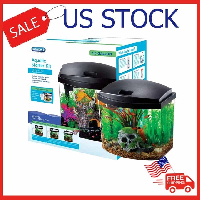 Aquatic Starter Kit Fish Tank Aquarium, Clear Acrylic, 2.5 Gallons - Free Ship