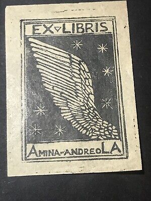 ex libris silografia di Francesco Gamba per Amina Andreola 1900-1966, futurismo.
