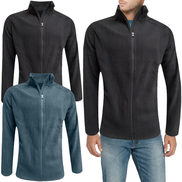 New Mens Fleece Full Zip Up Anti Pill Heavy Work Top Warm Outdoor Plain Jacket