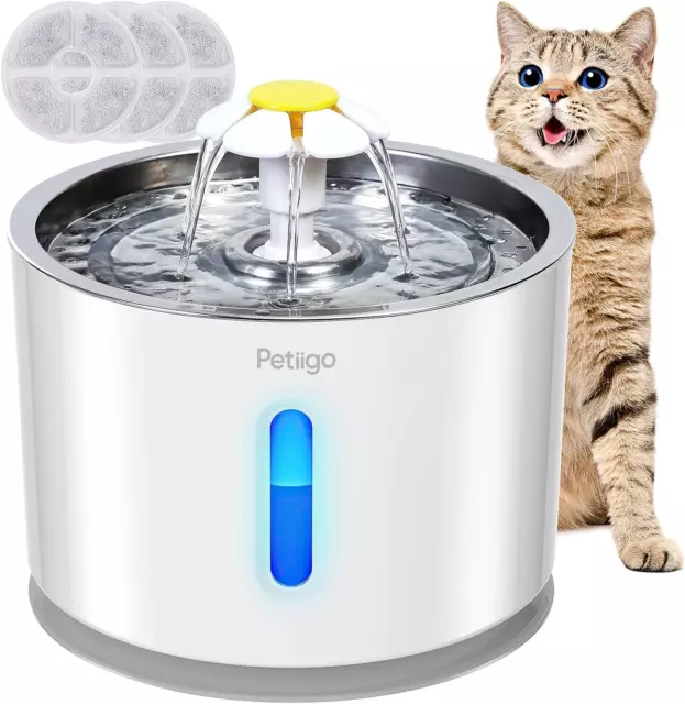 Cat Water Fountain, Stainless Steel Fountain 2.4 L Pet Dog Dispenser for Cats Do