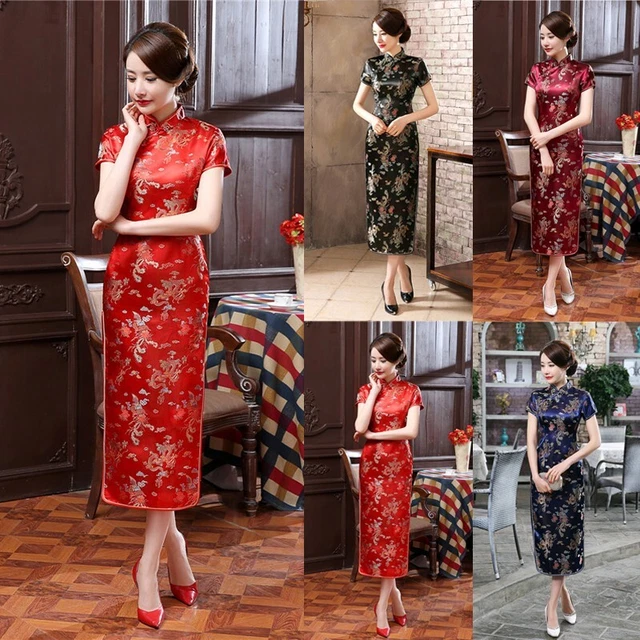 Abito da donna Cheongsam festa collare in piedi abito cheongsam tradizionale