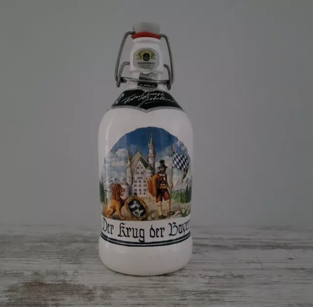 Vintage 1960's German Der Krug Bayern Ceramic Beer Decanter Empty