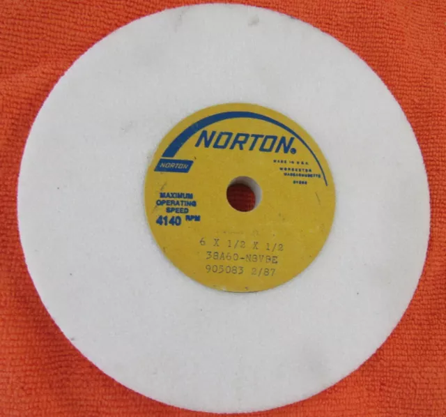 Norton 38A60-N8Vbe Grinding Wheel 6 X 1/2 X 1/2"  Used In Brand New Condition