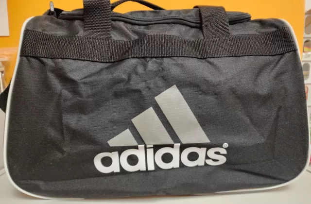 Adidas Diablo Duffel Bag BLACK WHITE GRAY LOGO ZIP TOP Fits Gym Locker LIFETIME