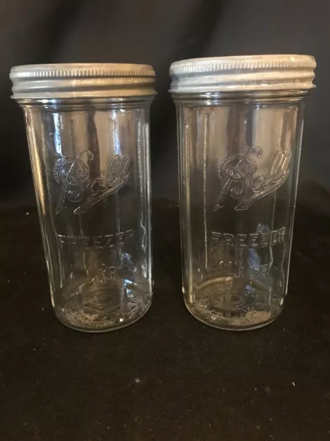 Two Vintage Ball Freezer Jars with Zinc Covers - Ribbed - dated 1933-1962 Two Vintage Ball Freezer Jars with Zinc Covers - Ribbed - dated 1933-1962