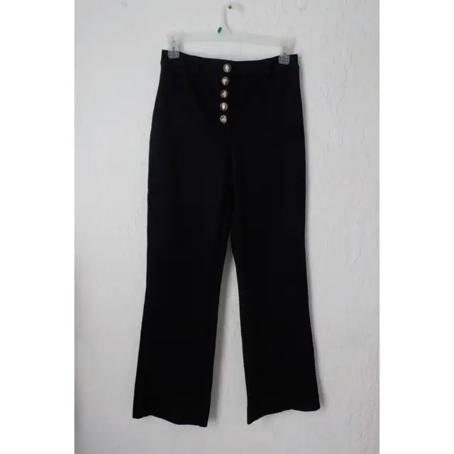 House of Harlow 1960 Black Pants Size 8 Brown Button Wide Leg High Waist Stretch