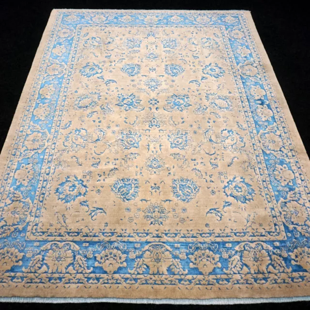 Orient Tapis Naïn 237 X 174 CM Soie Design Moderne Beige Bleu Tapis de Perse