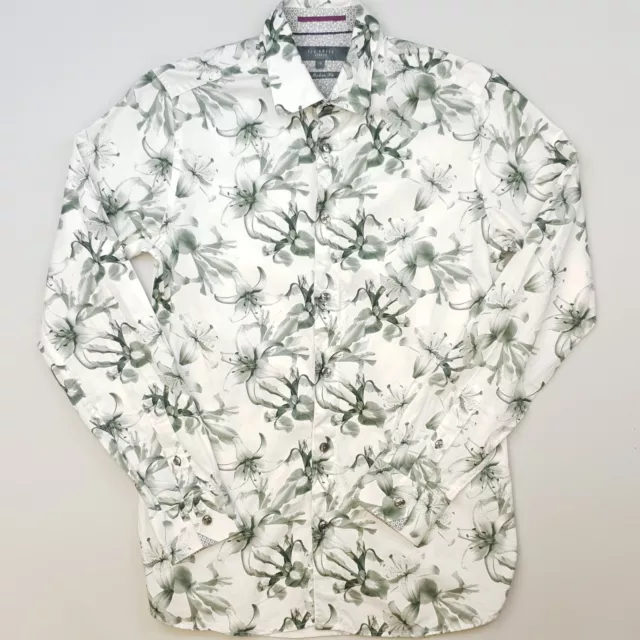 Ted Baker Mens Floral Shirt 15 Fits Like XS Extra Small Slim Fit Floral