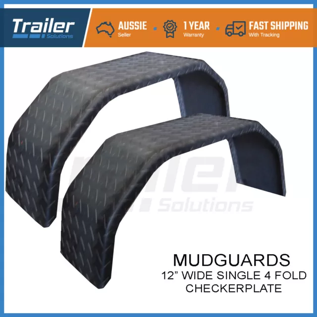 Trailer Mudguards 12" Wide Steel Mud Guard Boat Checkerplate 14" 16" Wheel