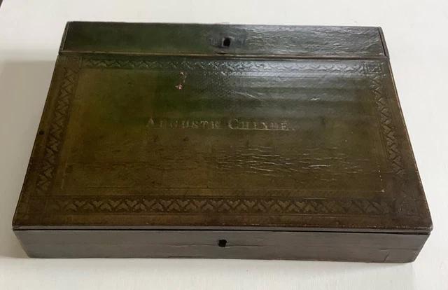 COFFRET ÉCRITOIRE D’AUGUSTE CHINDÉ cuir vert marque MARGAINE & MOËSSARD ...